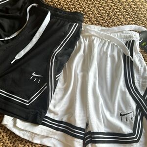 Pack of 2 Womens Nike Dri-FIT Swoosh Fly Basketball Shorts White/ Black